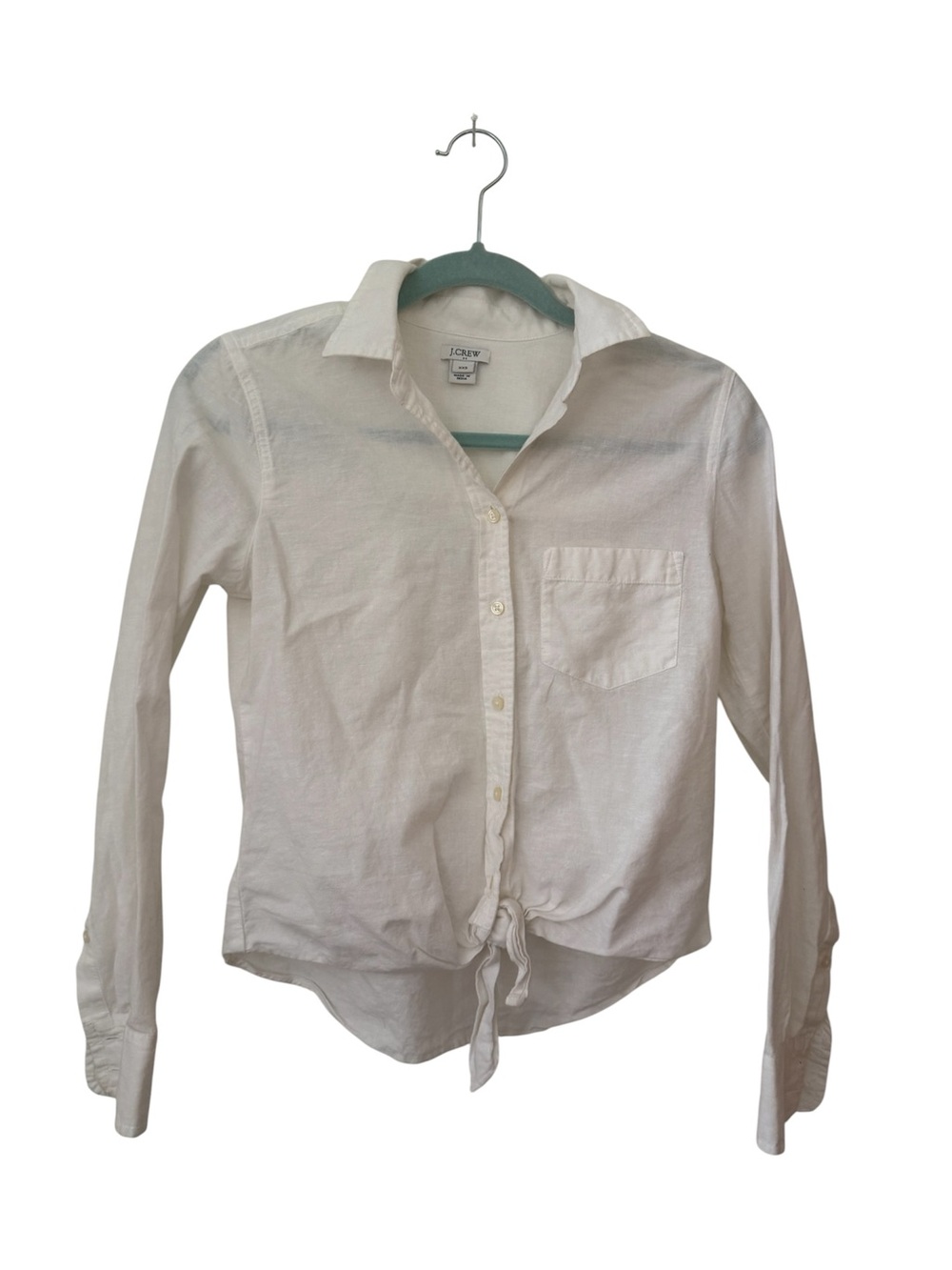 J. Crew White linen Button-Front Shirt with front tie